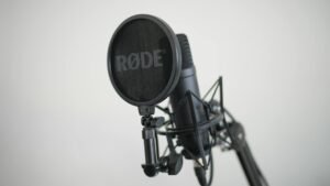 close up shot of a condenser microphone